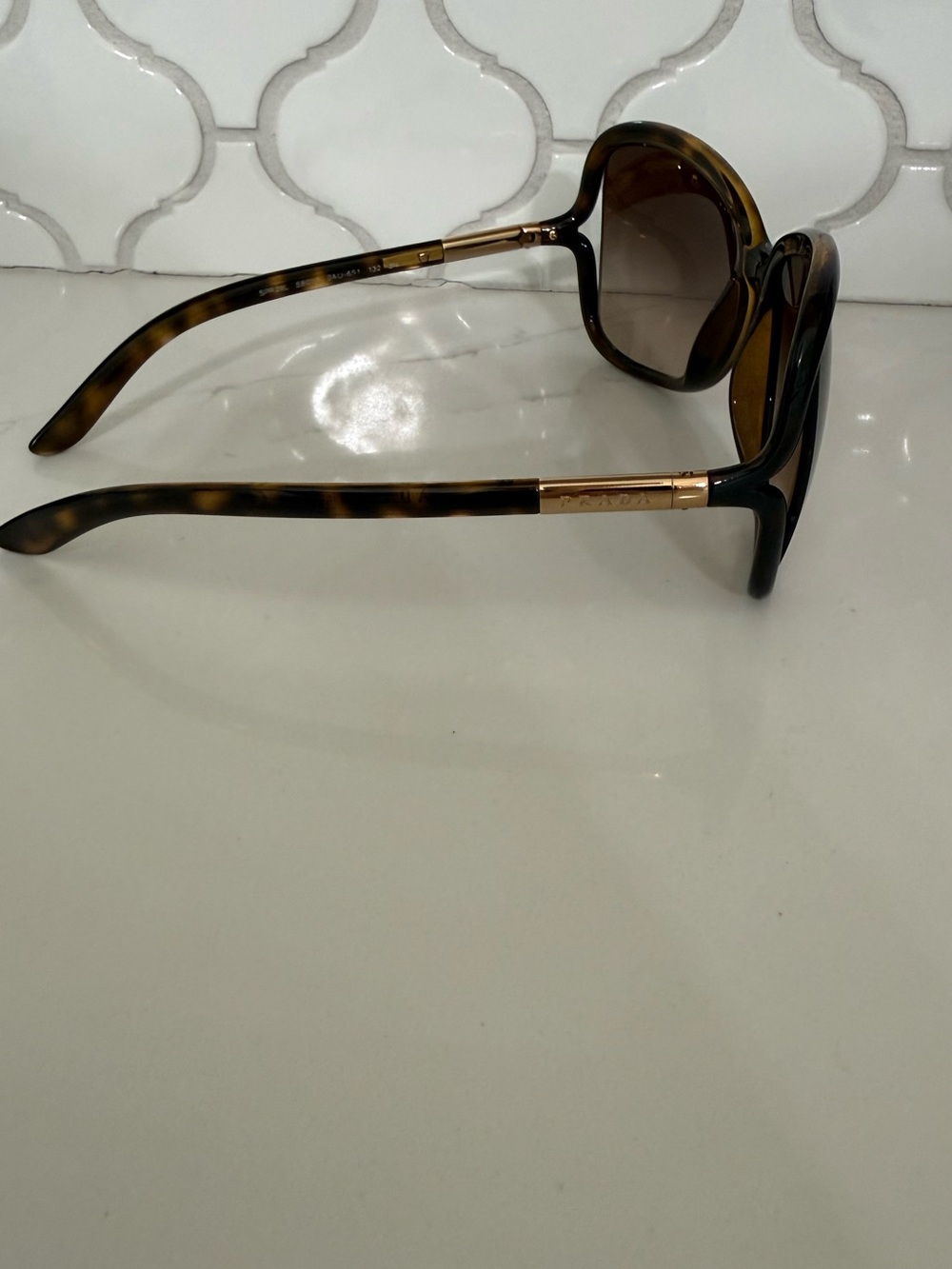 Prada Women's Oversized Tortoiseshell Sunglasses with Brown Gradient Lenses - Picture 6 of 9